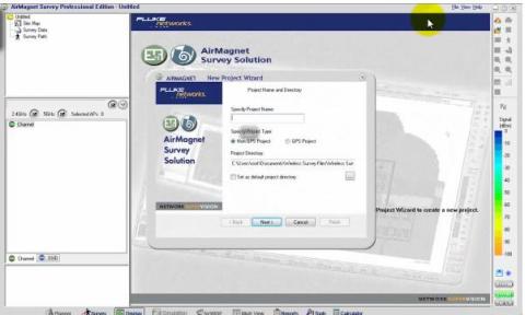 Creating a new project in Airmagnet Survey Pro